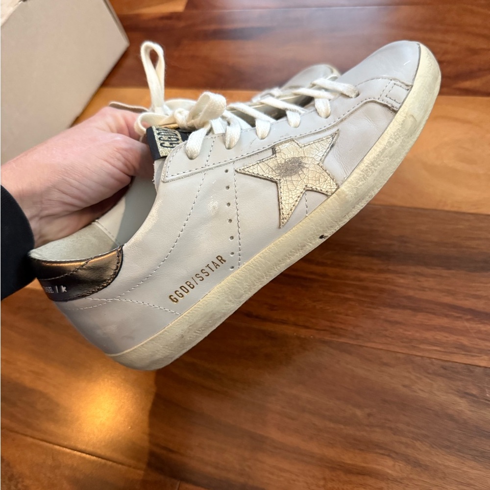 Golden Goose Cream Sneakers with Metallic Star